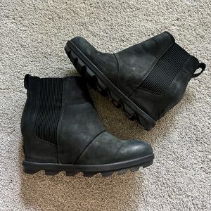 SOREL Joan Of Arctic Wedge II Chelsea Boots Black NL3022-010 Womens Size 7.5